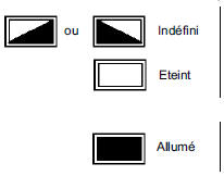 est allumé lorsque la fonction ou la condition précisée sur la fiche est